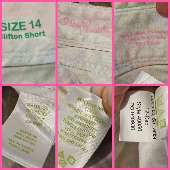 LILLY PULITZER Paisley Print Clifton Denim Shorts Sz 14 Elephant Monkey Stretch - Picture 9 of 10